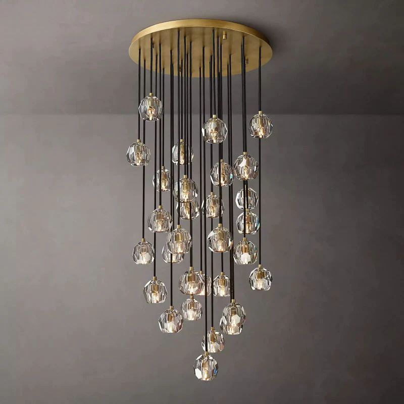 Boulle Cristal Clear Crystal Round Cluster Chandelier 30