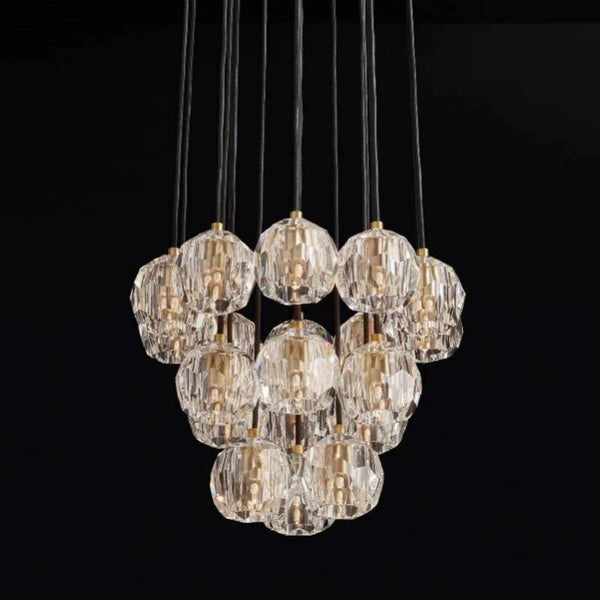 Boulle Cristal Crystal Round Cluster Chandelier 19"
