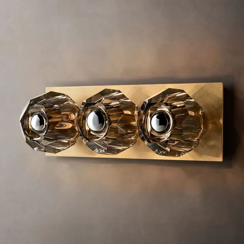 Boulle Cristal Smoke Crystal Linear Short Wall Sconce - Yovalighting