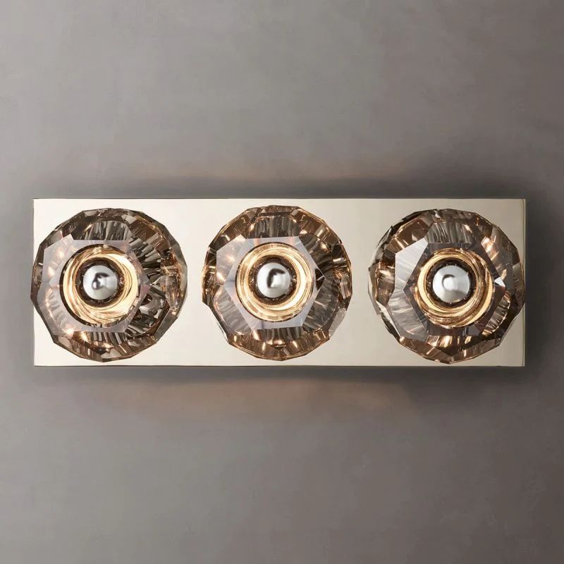 Boulle Cristal Smoke Crystal Linear Short Wall Sconce - Yovalighting