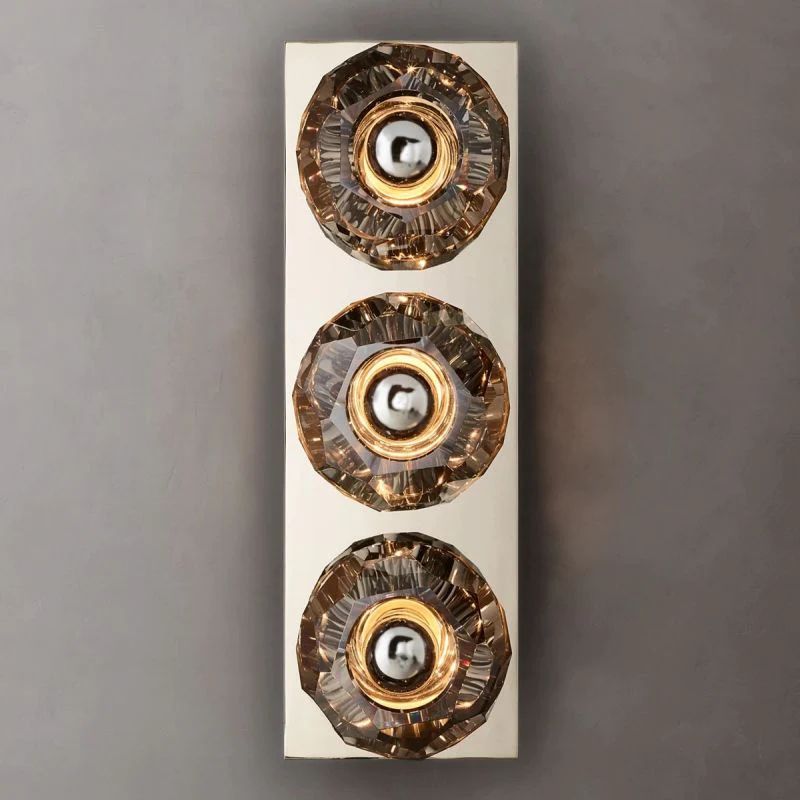 Boulle Cristal Smoke Crystal Linear Short Wall Sconce - Yovalighting