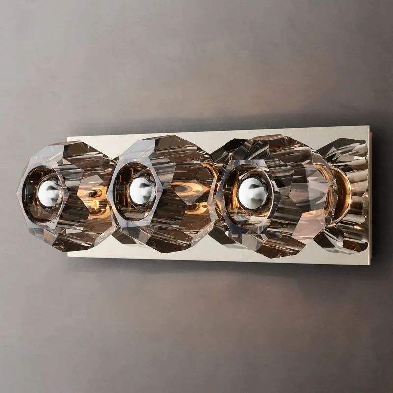 Boulle Cristal Smoke Crystal Linear Short Wall Sconce - Yovalighting