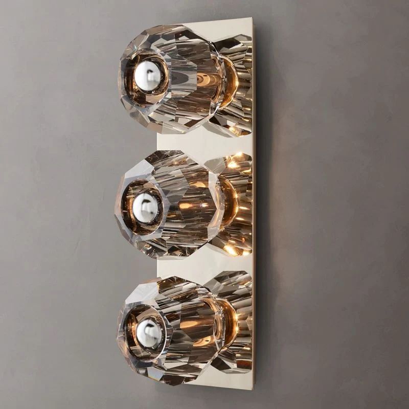 Boulle Cristal Smoke Crystal Linear Short Wall Sconce - Yovalighting