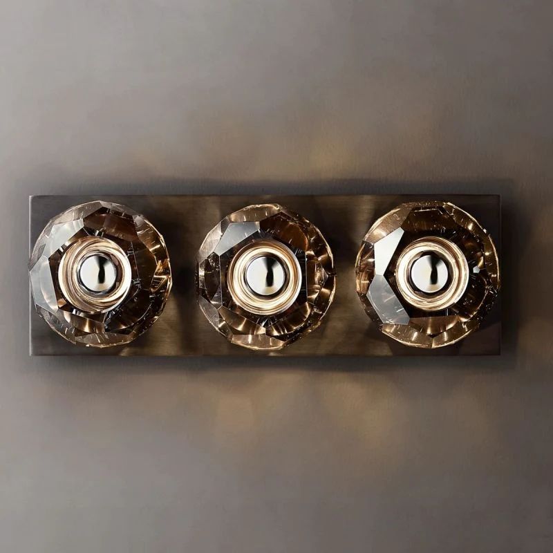 Boulle Cristal Smoke Crystal Linear Short Wall Sconce - Yovalighting