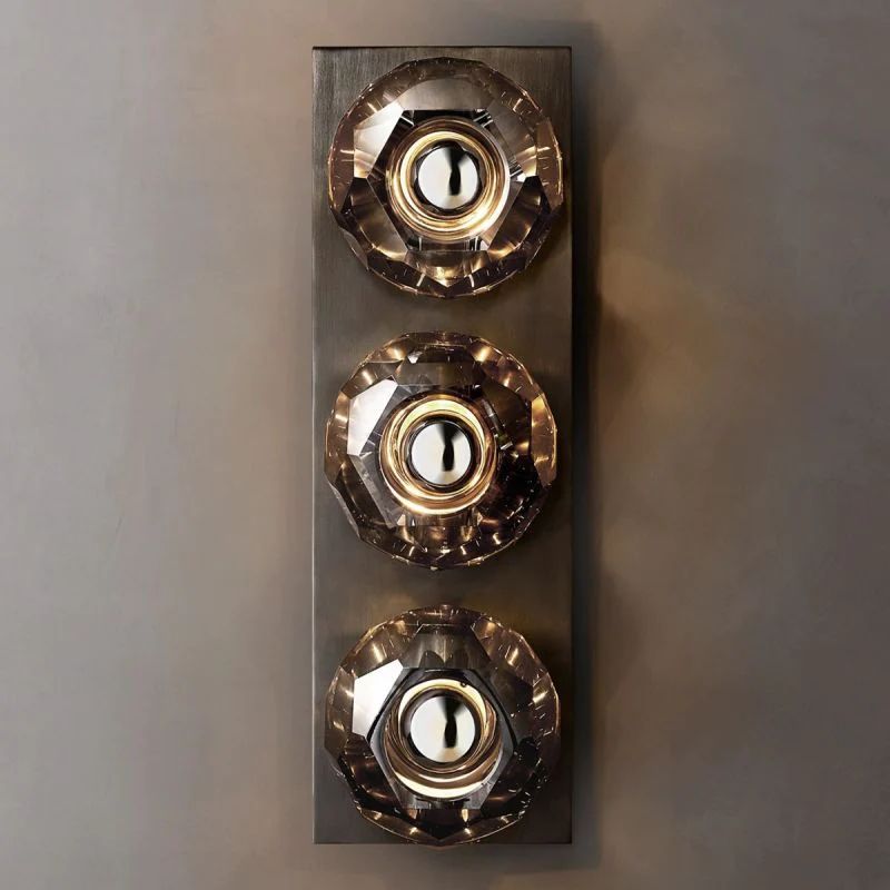 Boulle Cristal Smoke Crystal Linear Short Wall Sconce - Yovalighting