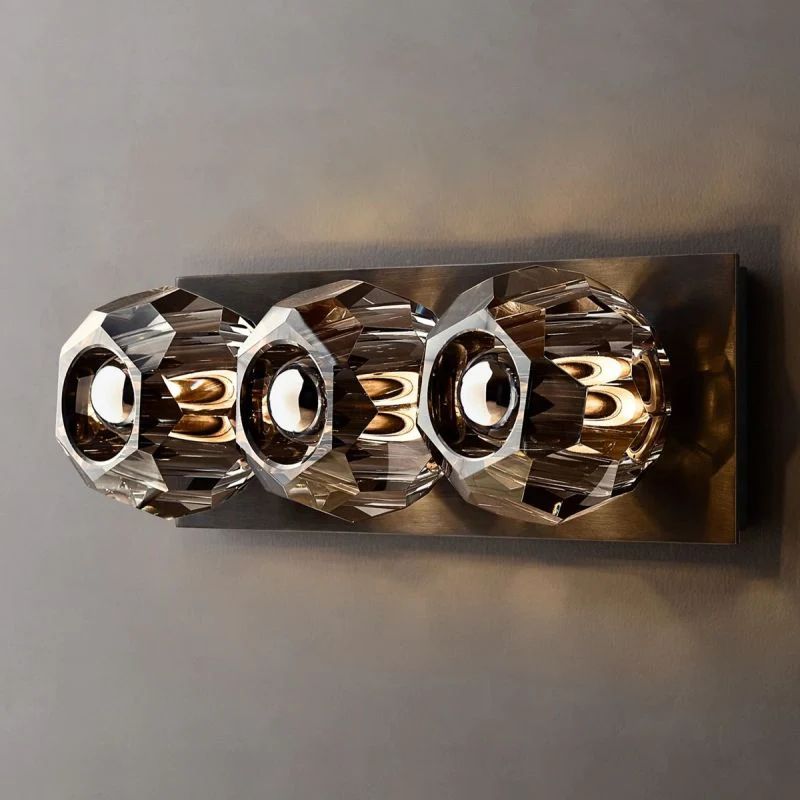 Boulle Cristal Smoke Crystal Linear Short Wall Sconce - Yovalighting