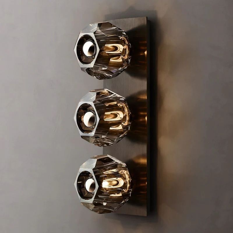 Boulle Cristal Smoke Crystal Linear Short Wall Sconce - Yovalighting