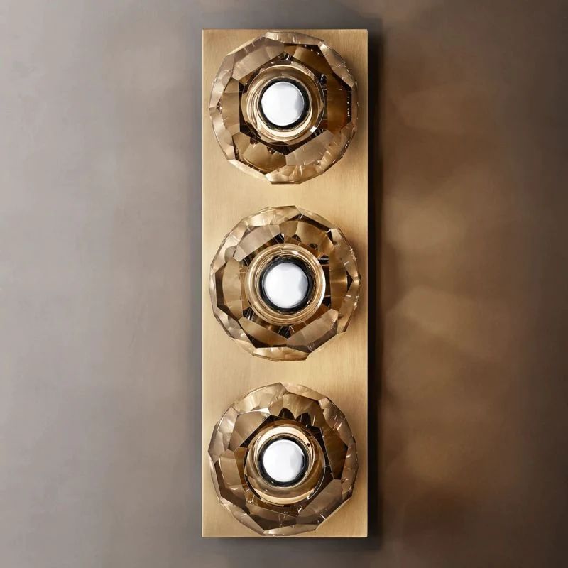 Boulle Cristal Smoke Crystal Linear Short Wall Sconce - Yovalighting