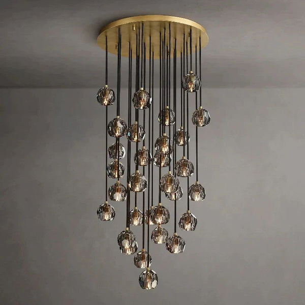 Boulle Cristal Smoke Crystal Round Cluster Chandelier 30"