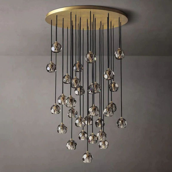 Boulle Cristal Smoke Crystal Round Cluster Chandelier 40"