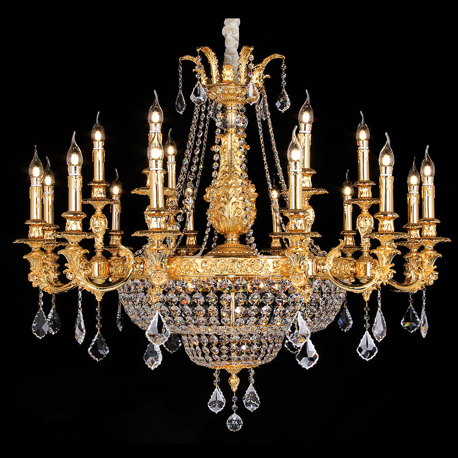 22 lights brass hanging chandeliers