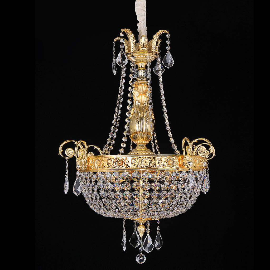 Small brass basket chandelier