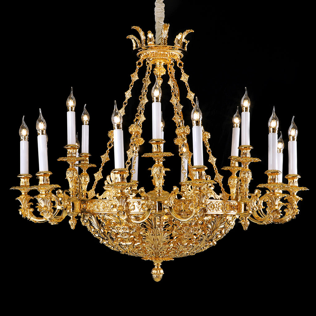 French heavy brass chandelier