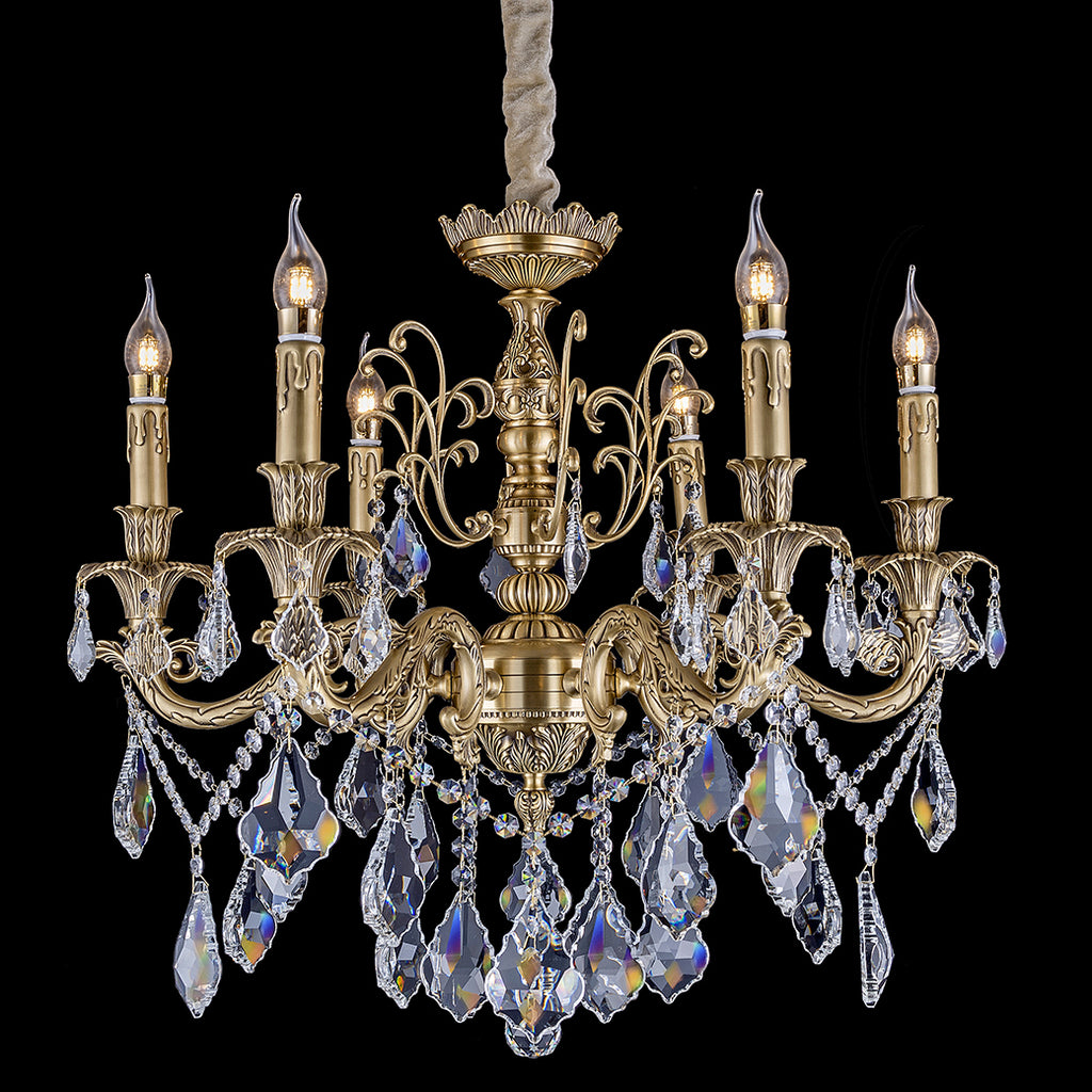 6 lights mini brass chandelier