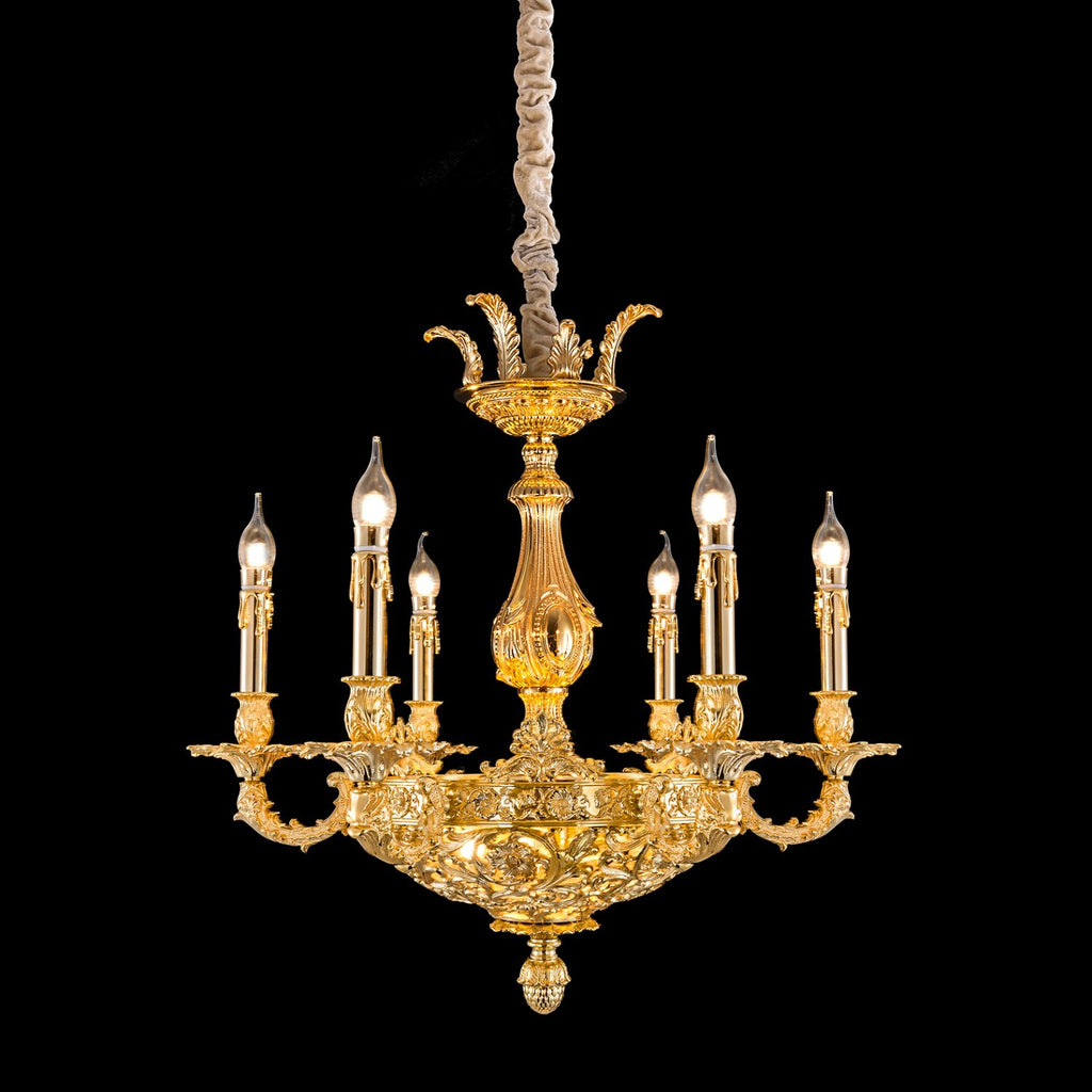 6 light brass chandelier