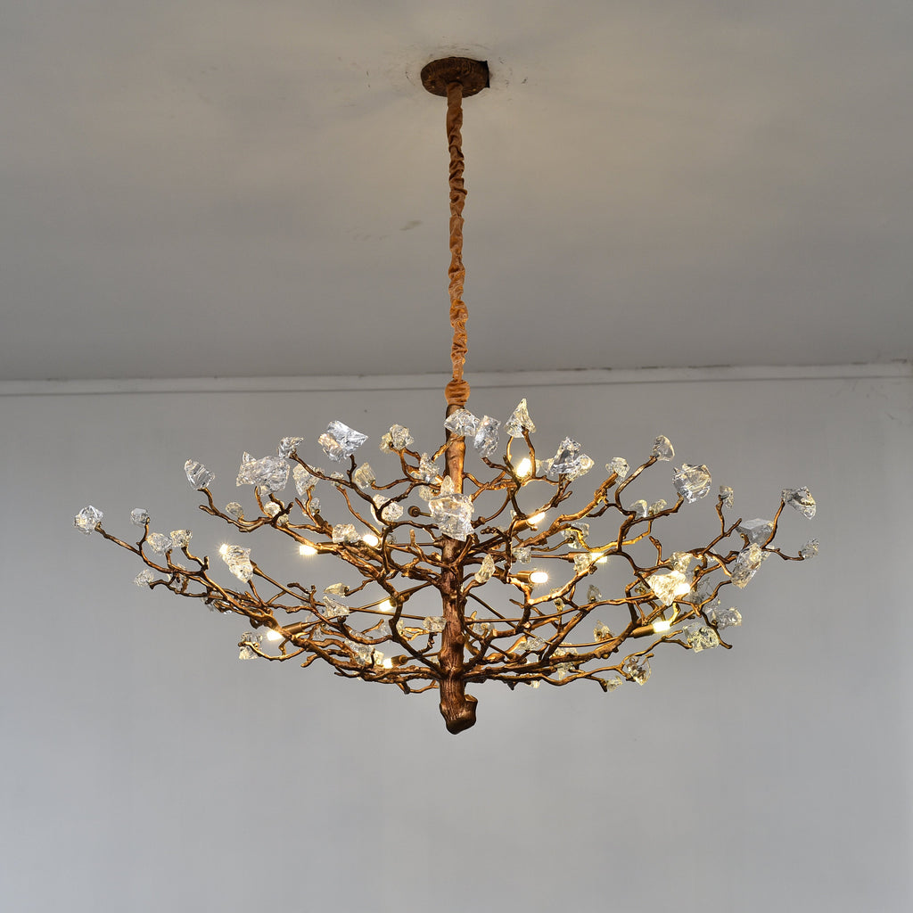 Livio Gemstone Branch Brass Round Chandelier