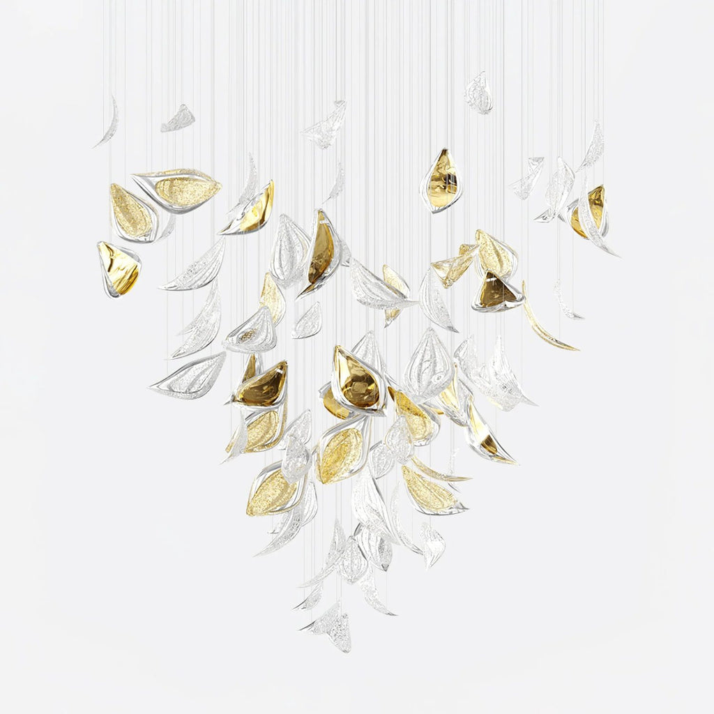 Golden Floating Leaves Chandelier