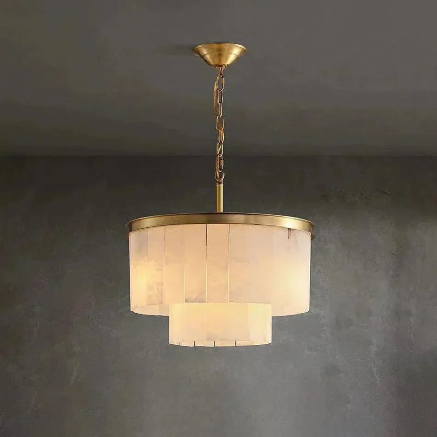 Modern Alabaster Tiered Chandelier - Yovalighting