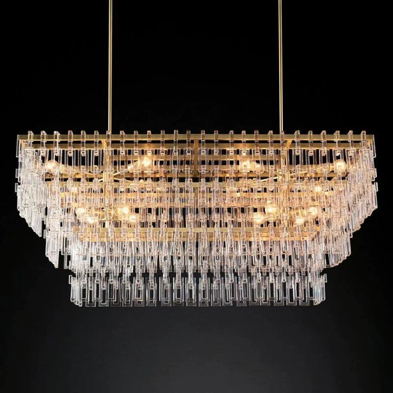 Marigan Crystal 3-Tier Rectangle Chandelier 60