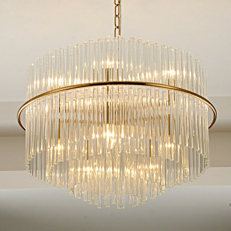 Modern European Round K9 Crystal Chandelier Ceiling Light Fixture for Living and Dining Room