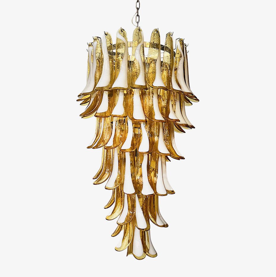 Exquisite Murano Amber Petals Spiral Chandelier