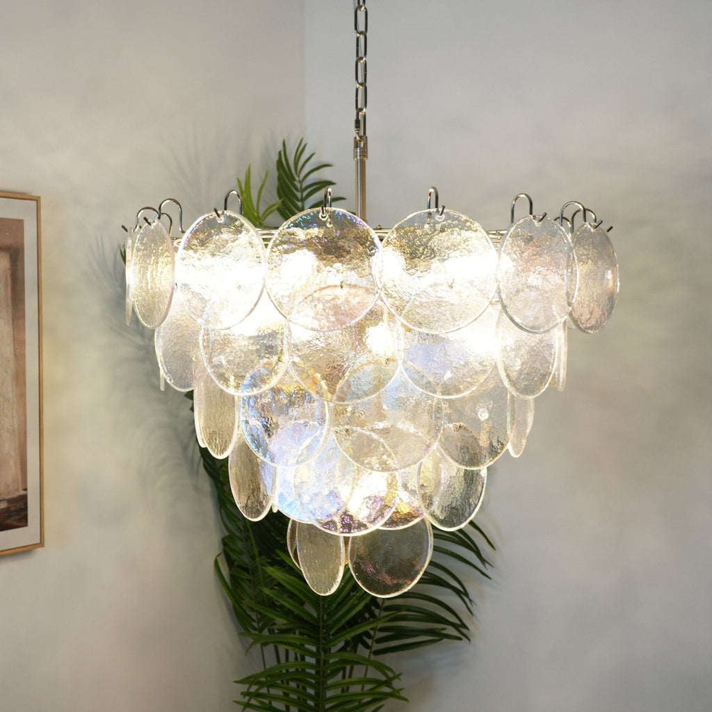Murano Glass Disc Iridescent Chandelier