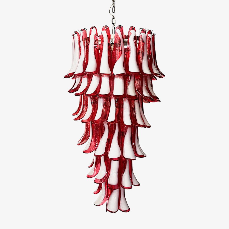 Designer Murano Red Petals Spiral Chandelier