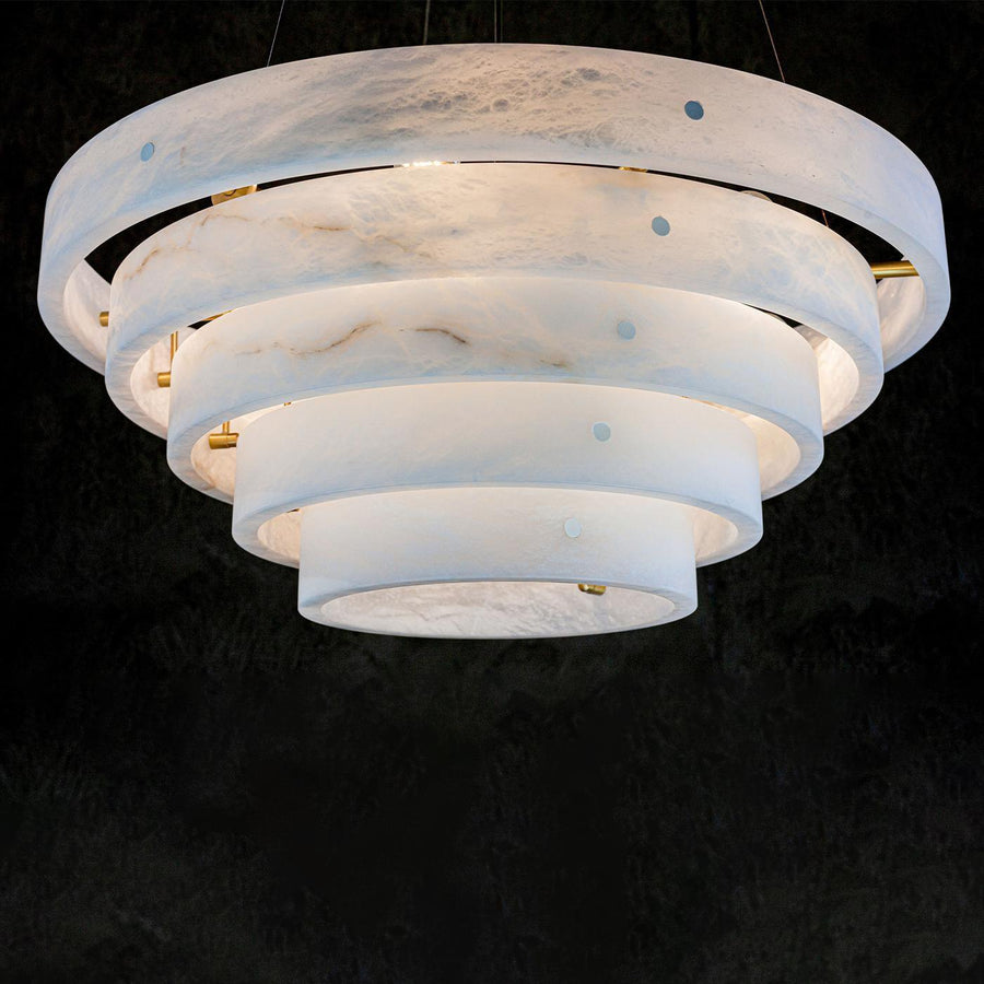 Alabaster Round Suspension Chandelier 52'' - Yovalighting