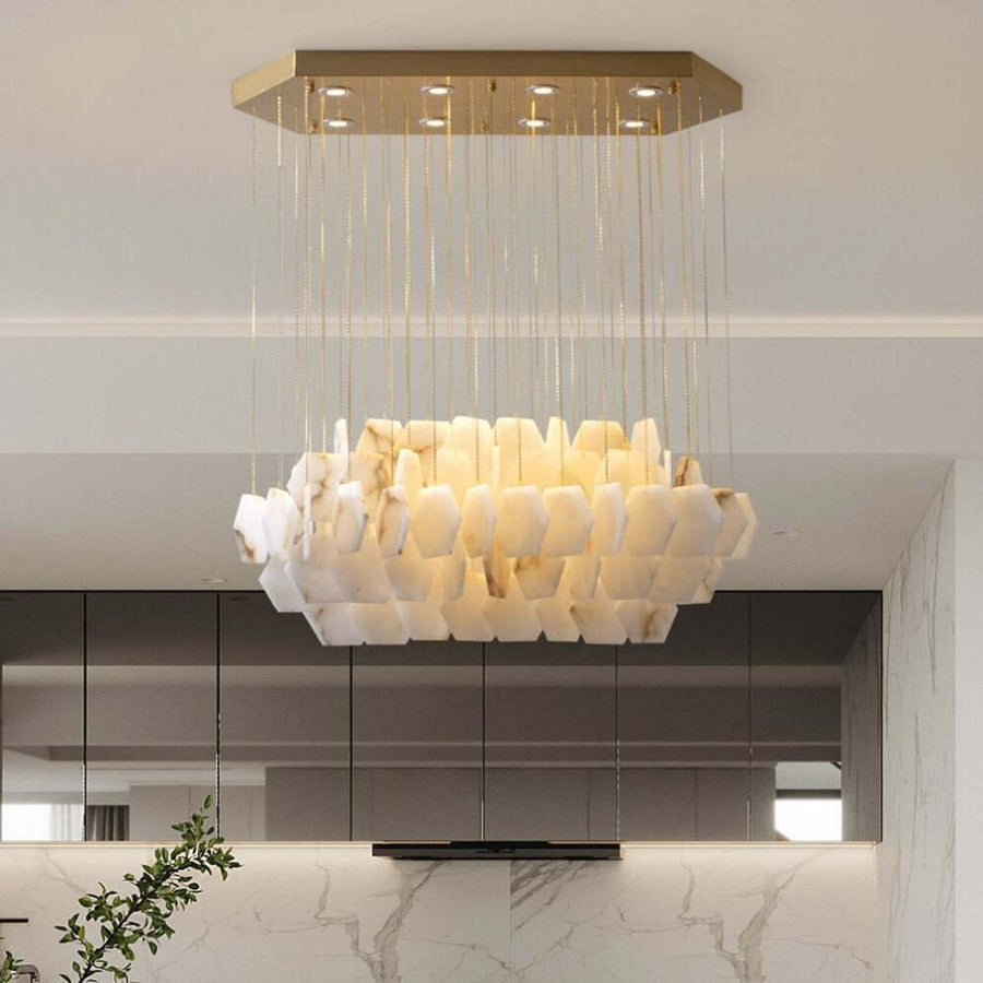 Natural Flake Alabaster Modern Chandelier - Yovalighting