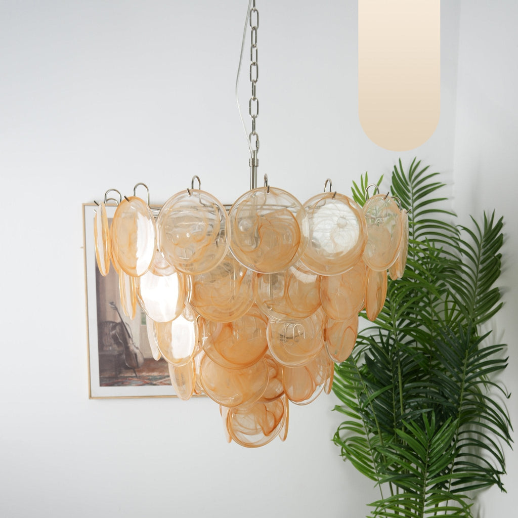 Orange Murano Glass Disc Chandelier