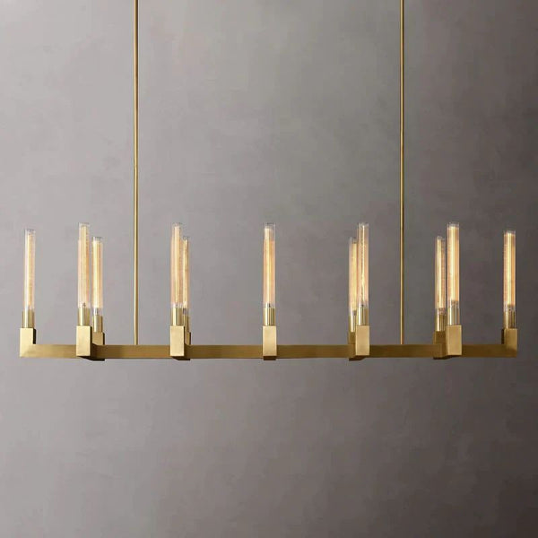 Cannel Glass Linear Chandelier 67"