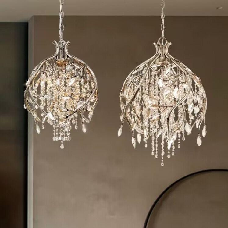 Vintage Style Branch Chandelier with Multi-Crafted Metal and Crystal Finish for Dining Table and Entryway