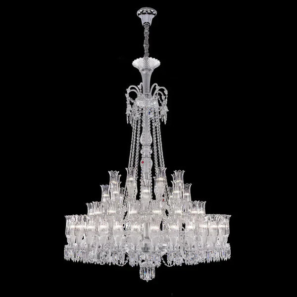 Multi Layer Chrome Crystal Chandelier in French Style with Romantic Branch Flowers for Grand Hallway and Staircase