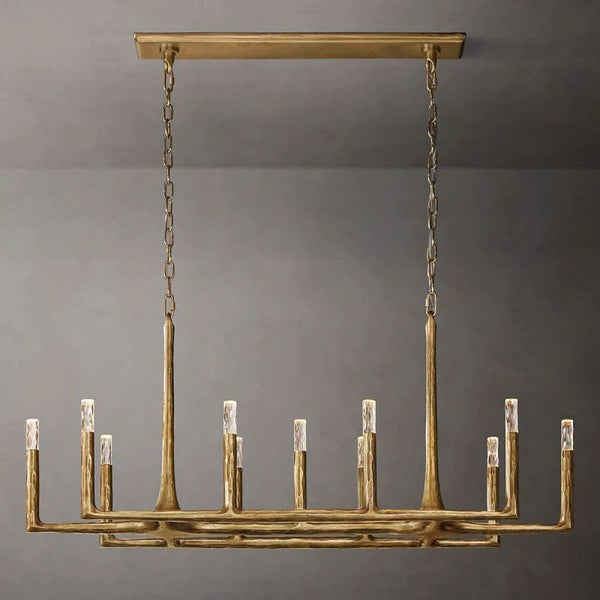 Thadeus Forged Brass Linear Chandelier 54”