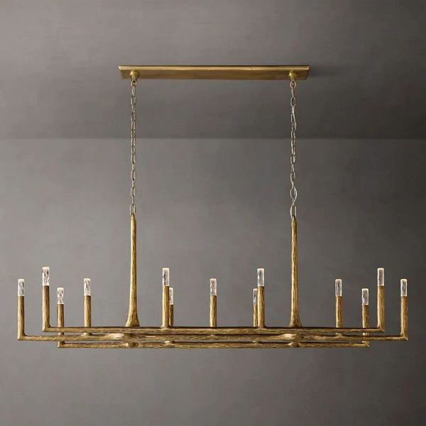 Thadeus Forged Brass Linear Chandelier 72”
