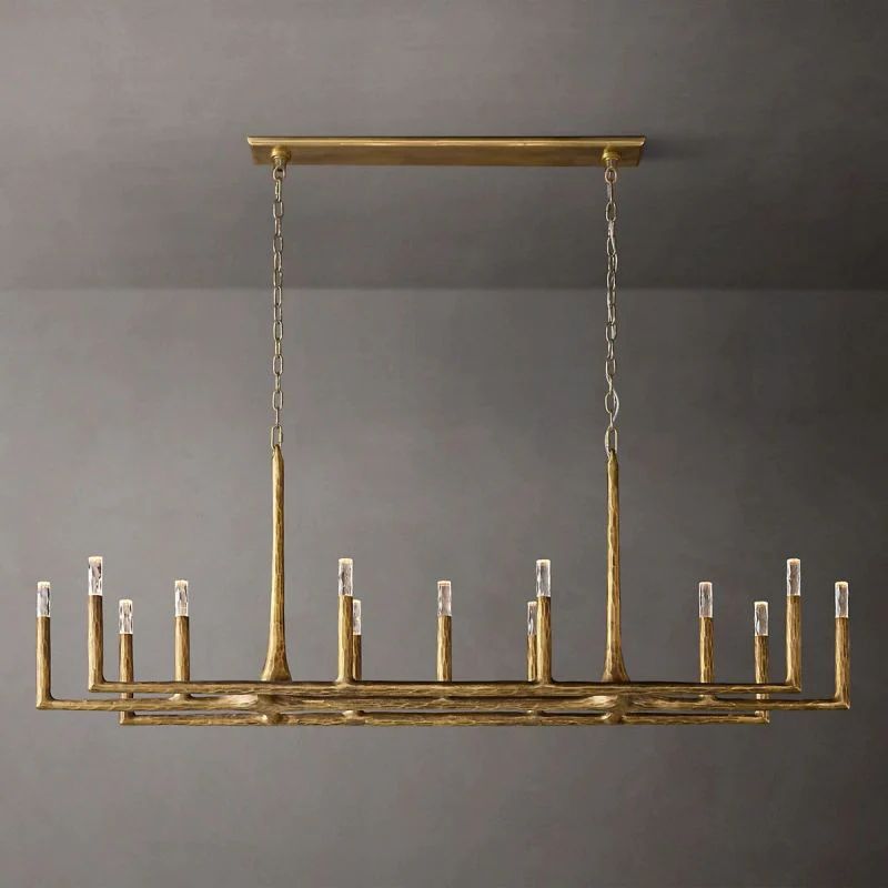 Thaddeus Forged Brass Linear Chandelier 72”