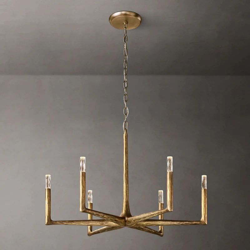 ThaddeusForged Brass Round Chandelier 36”