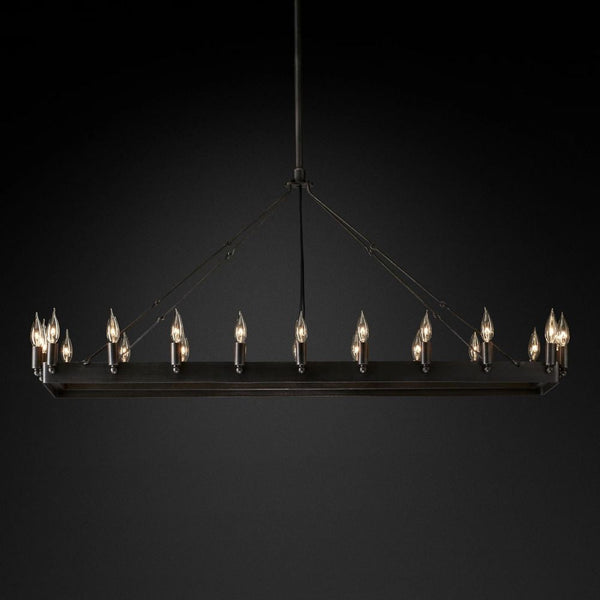 Camilo Vintage Candelabra Rectangle Chandelier 52''L