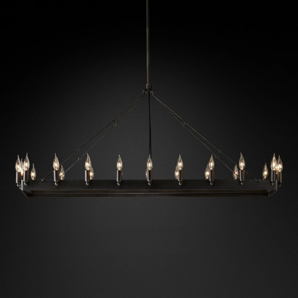 Camilo Vintage Candelabra Rectangle Chandelier 52''L