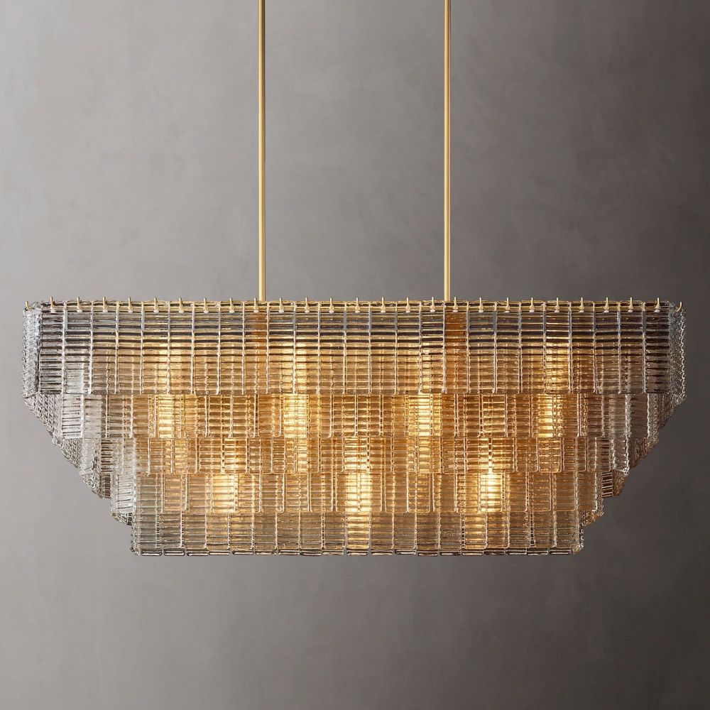 Siren Clear Glass Rectangle Chandelier 59
