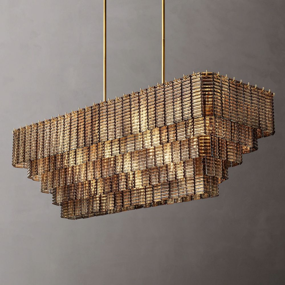 Siren Smoke Glass  Rectangle Chandelier 59