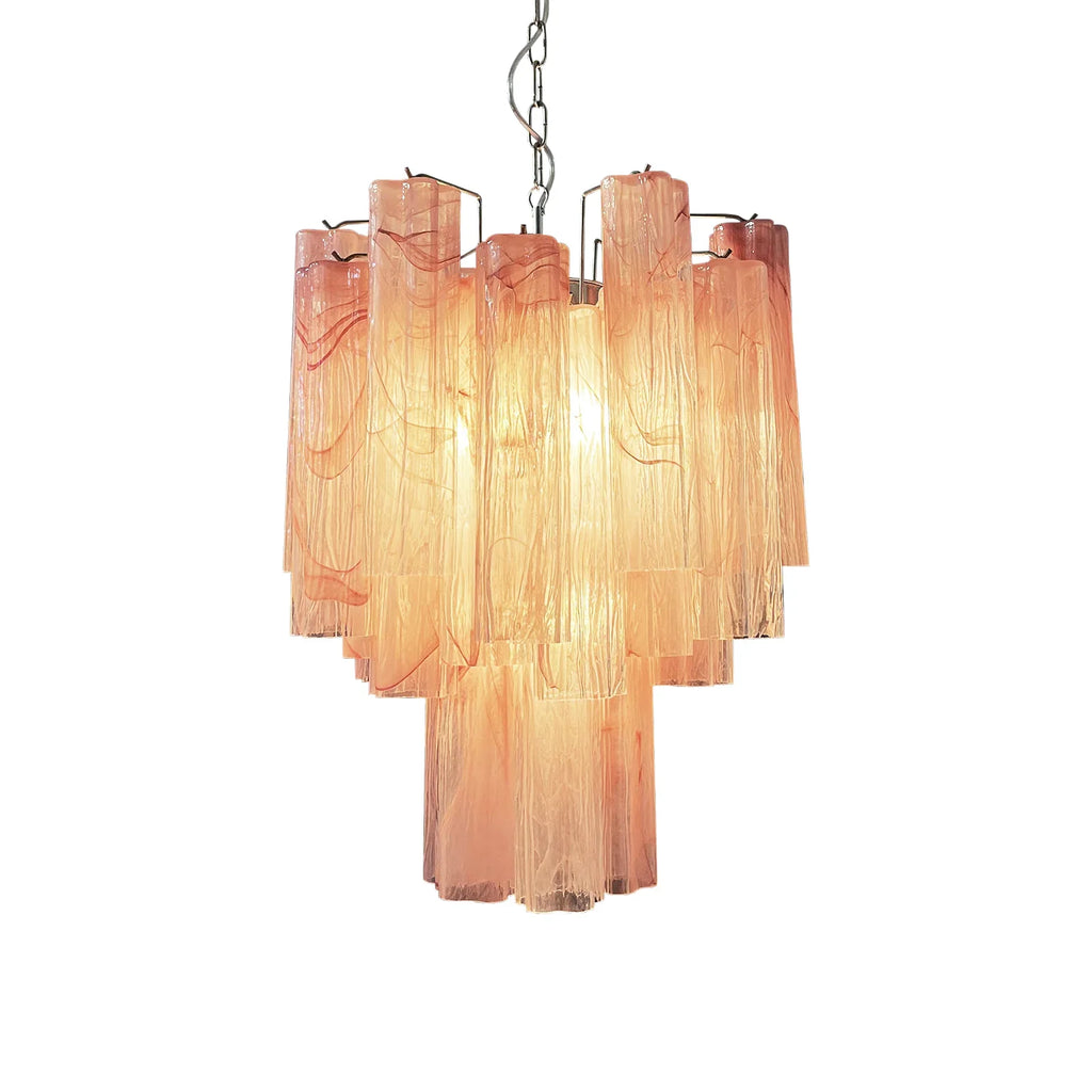 Red Murano Glass Tube Chandelier