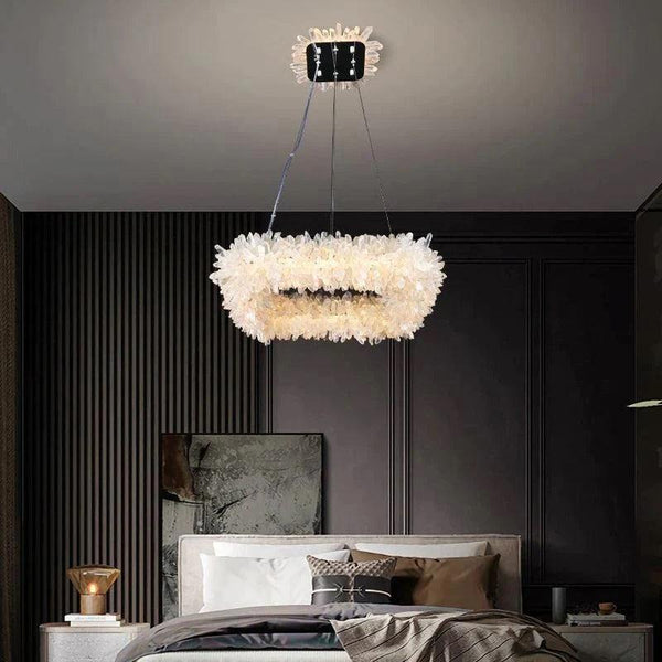 Rock Quartz Crystal Square Modern Chandelier