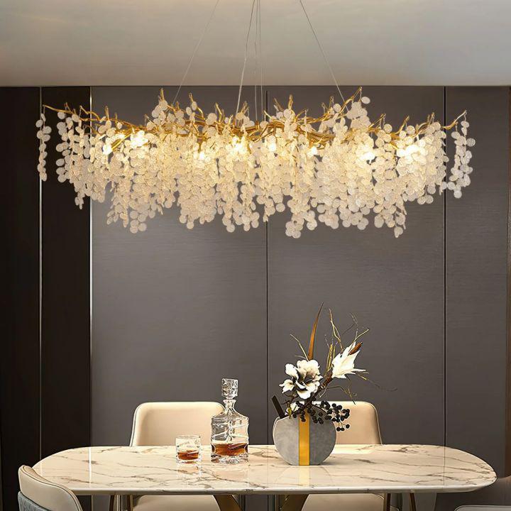 Shiro Branch Clear Crystal Brass Chandelier