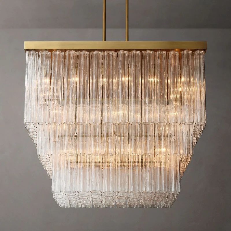 Ciel Glass Square Chandelier 45” - Yovalighting