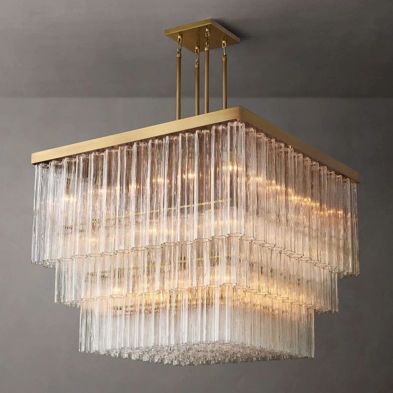 Ciel Glass Square Chandelier 45” - Yovalighting