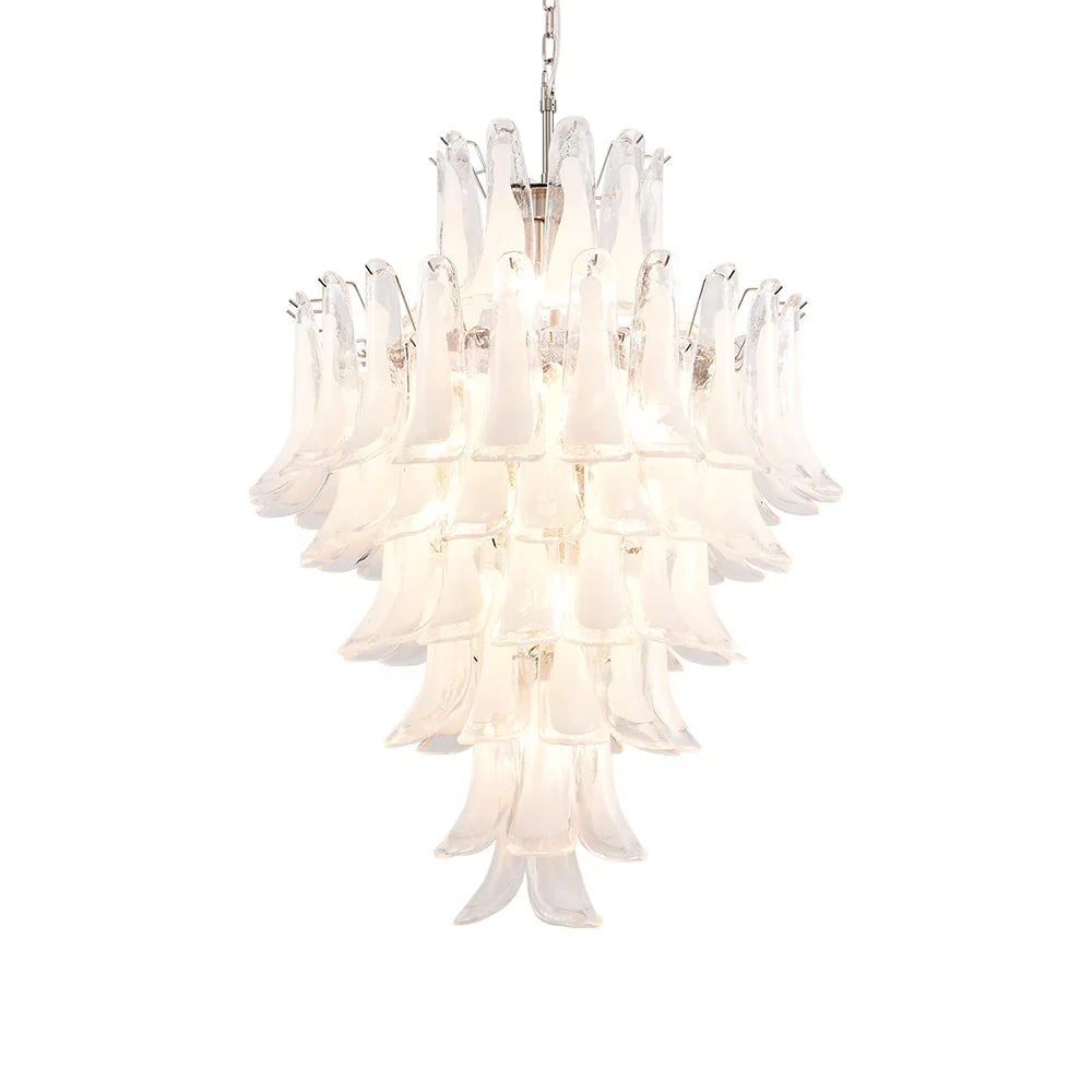 Stunning Murano White Glass Petals Chandelier