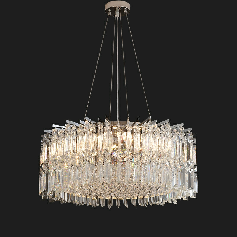 Chrome Silver Stylish Round Crystal Chandelier Modern Ceiling Pendant Light For Living Room/ Bedroom