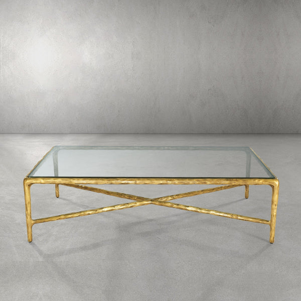 Vintage Forged Glass Rectangular Coffee Table