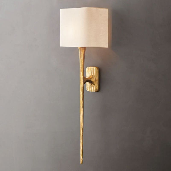 Thaddeus Forged Brass Grand  Shaded Wall Sconce  37''H